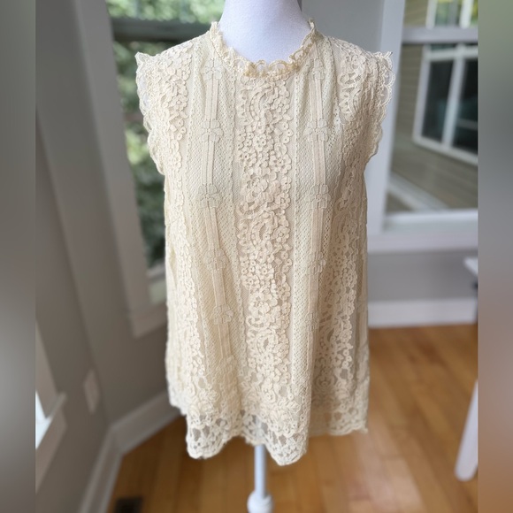 SUNDANCE Esme Ivory Cream Lace Sleeveless Top Size Small - Picture 2 of 11